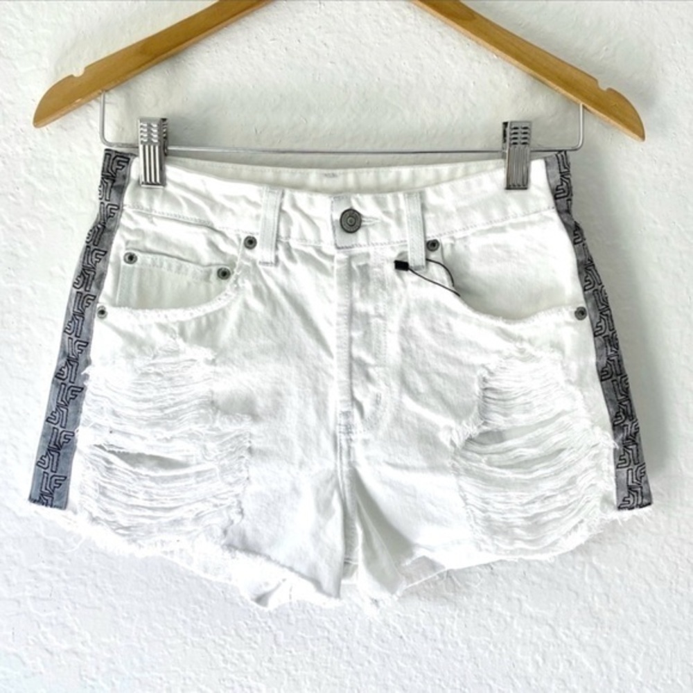 LF THE BRAND White Distressed Denim Shorts